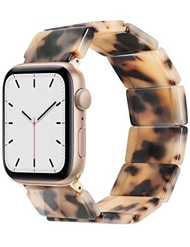 Heesch Compitable with Apple Watch Band 40mm 38mm for Women Blonde Tortoise Stretchy Resin Watch...