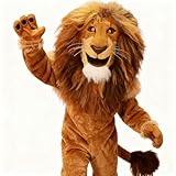 Professional Lion Mascot Costume, Full Body Plush Character Suit with Realistic Mane, Adult Size Performance...