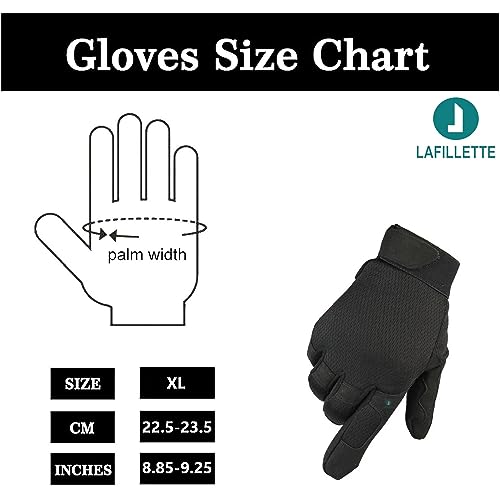 Image of LAFILLETTE Breathable Full Finger Touch Screen Protection Gloves for Motorcycle Cycling Motorbike Sports Climbing (Black)