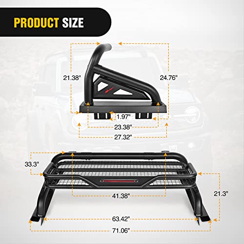 Image of Nilight Truck Bed Chase Rack Roll Bar Cargo Carrier Basket for 2002-2023 Dodge Ram1500 2014-2023 Chevrolet Silverado /GMC Sierra1500 2015-2023F150 2014-2023Tundra Fits Full Size Trucks