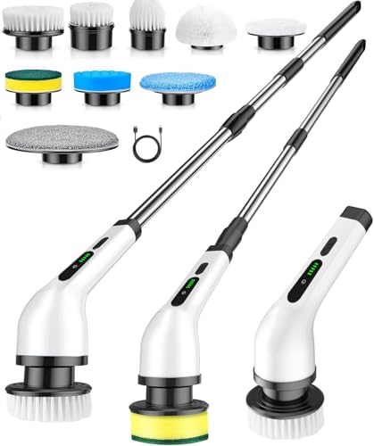 Opiniones y reviews de Utensilios de limpieza para comprar online. 49 Cepillo Electrico para Baño Limpieza, Fregadora Giratoria Eléctrica con 9 Cabezales de Cepillo, Doble Velocidad, Mango Extensible, Cepillo de Limpieza Eléctrico Inalámbrico...