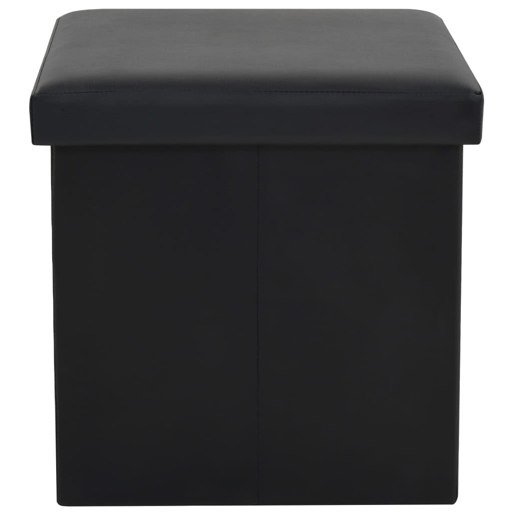 Taburete plegable con espacio de almacenamiento, juego de 2 unidades, piel sintética, ahorra espacio, apilable, portátil, resistente a la intemperie, asiento estable para cocina, balcón