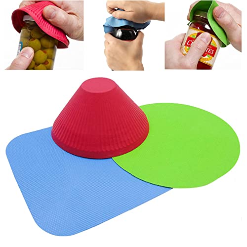 3 abridores de garrafas, abridor de borracha antiderrapante, abridor de mão de borracha, porta-copos de borracha multifuncional, suporte de abridor de borracha, almofada de assento multifuncional de