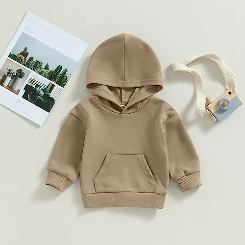 Toddler Baby Boy Girl Hoodies Solid Color Long Sleeve Kangaroo Pocket Hooded Sweatshirt Top Fall Winter Clothes2