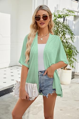 Image of Yekaty Lightweight Cardigans for Women Casual Summer Short Sleeve Cardigan Open Front Beach Coverups 2026