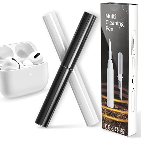 Cleaning Kit for Airpods, 【2022 Upgrade 3-in-1 Design 2PCS】Earphone Cleaner Kit with Soft Brush, Earphone Cleaner Pen for AirPods, Earbuds, Earphones Box, Camera, keyboard Cover