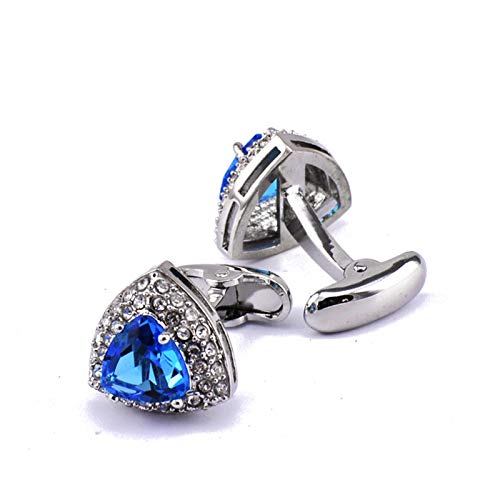 Mancuernillas clásicas triangulares azules para hombre miniatura 1