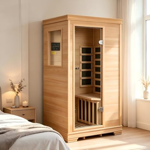 Image of Infrared Sauna,Low EMF,1 Person Sauna,Hemlock Wood,Indoor Sauna