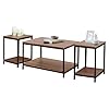 Zenvida 3 Piece Table Set - Includes Coffee Table and Two End Tables, Modern Industrial Metal and Wood Occasional Tables 41AhgNPs92L. SS100