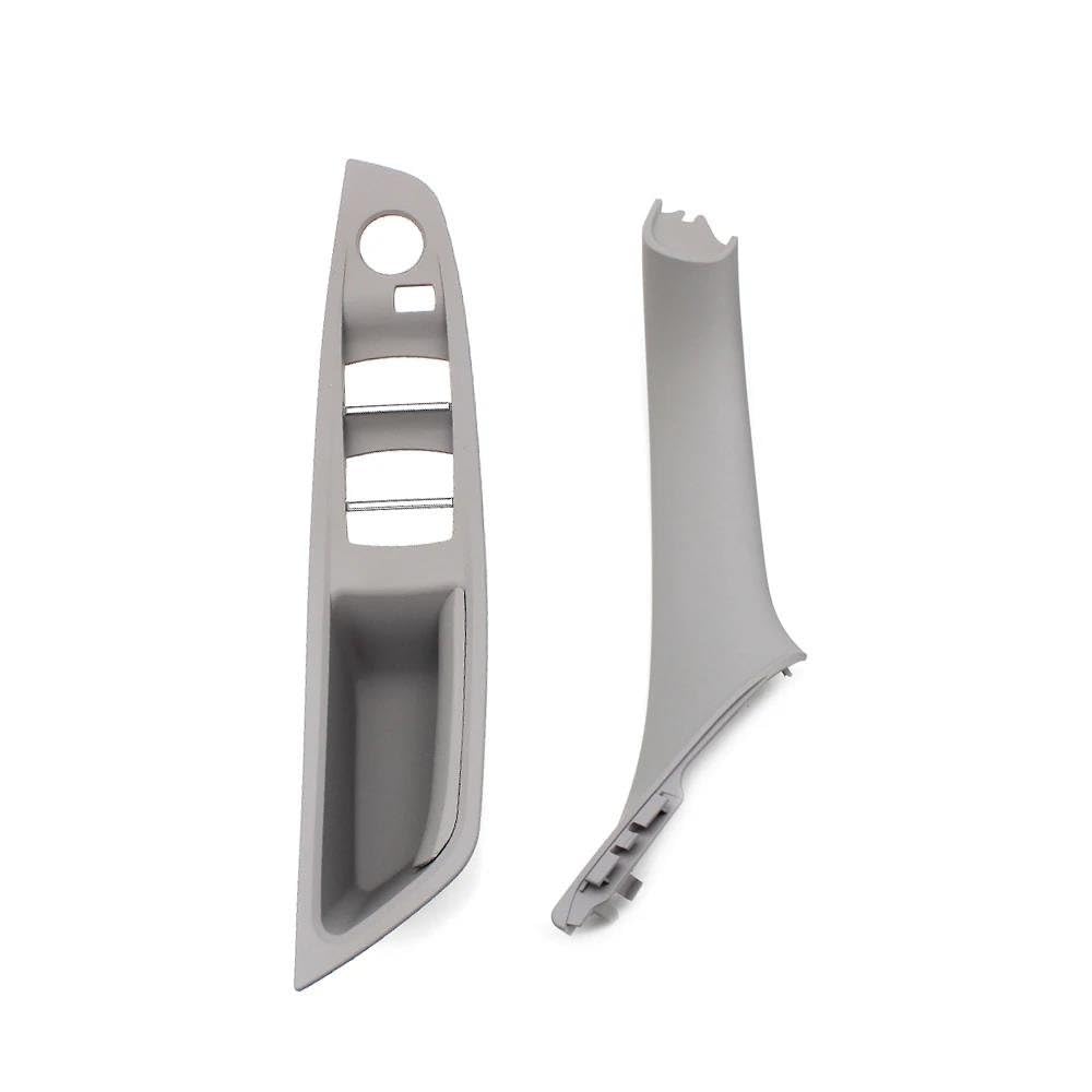 HLWXMDZ for F10 F11 F18 520 523 525 528 51417225865 LHD Car Inner Passenger Door Panel Handle Pull Trim Cover (LHD Gray 2pcs)