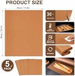 5 Pack Reusable Baking Sheets, 30 x 40 cm Non-Stick Baking Paper Liners, Heat Resistant Oven Baking Mats for Baking, Grilling, Roasting, Ironing, Kitchen and Camping Use