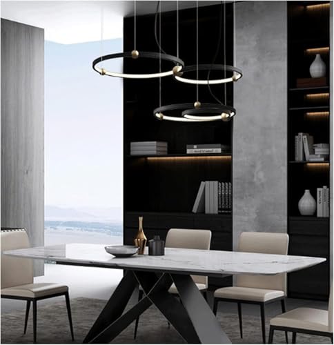 Lampe Design suspendue noire LWX au style minimaliste épuré pour grand salon