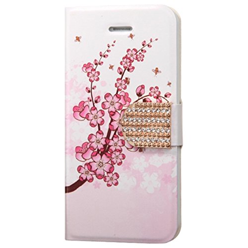 Asmyna Myjacket Wallet With Diamante Belt For Iphone 5S - Retail Packaging - Spring Flowers #TOP5
