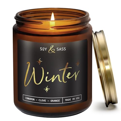 Winter Candle, Christmas Candles Scented - w/Orange, Cinnamon & Vanilla