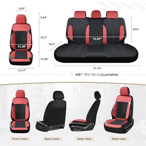 Image of Coverado Seat Cover, Car Seat Cover Front Seats, 3D Air Mesh Breathable Seat Protectors Sports Carbon Fiber Design Airbag Compatible Comfort Universal for Most Cars, Van,Trucks, SUV, Black&Wine