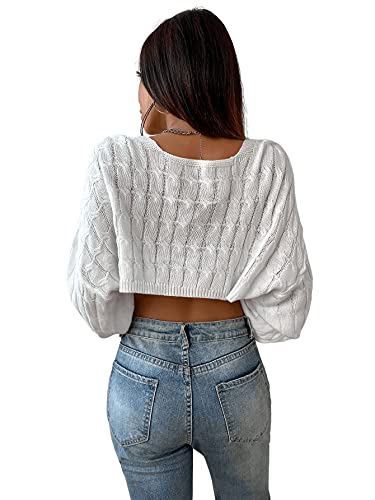 SweatyRocks Women's Long Sleeve Open Front Knit Crop Cardigan Sweater2