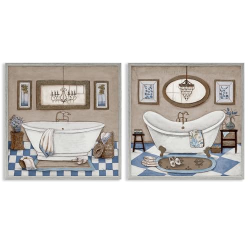 Tableaux Tiled Bathroom Views Stupell pour sublimer votre salle de bain grise 61x61 cm