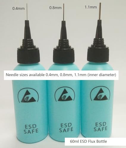 5 Pack 60ml 2OZ AntiStatic Flux Bottle With 0.8mm Needle | ESD Safe Flux Dispenser | Anti-Static Needle Tip Bottle Static Dissipative Durastatic, Blue Color4
