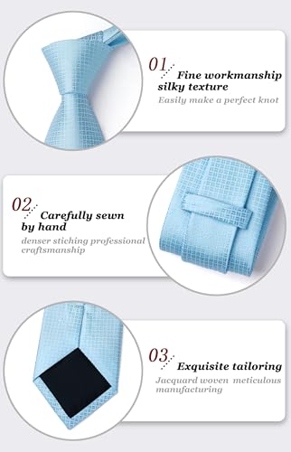 Image of HISDERN Ties for Men Solid Tie Handkerchief Set Classic Woven Silk Business Polka Dot Mens Ties Necktie Wedding Party