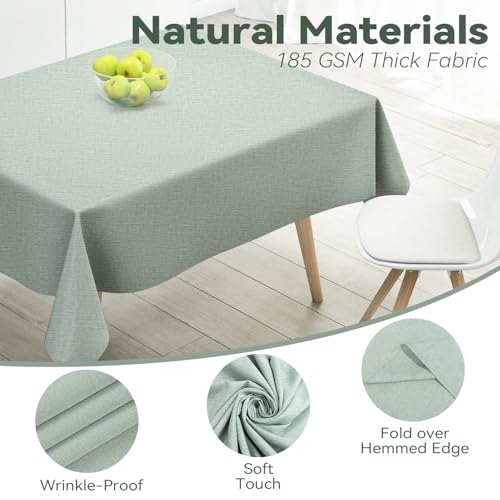 Rectangle Tablecloth Linen Texture Waterproof and Stain-resistant Table cloth, Kitchen Dining Table Decoration, Fabric for Outdoor and Indoor Use, 52 x 70 inch, Sage Green by Poposa - Image 3