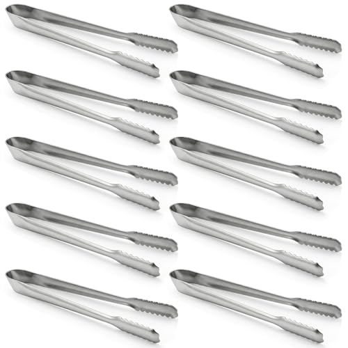 Homgaty 10Pcs Stainless Steel Ice Sugar Tongs Food Sweet Bread Cake Wedding Bar Bucket