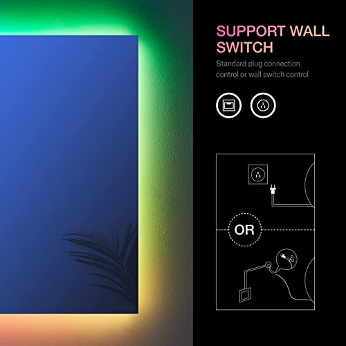 48 x 32 Inch LED Bathroom Mirror RGB Color Changing Mirror with Dimmable Lights, Memory Function, Anti-Fog, Touch Switch (Horizontal/Vertical)