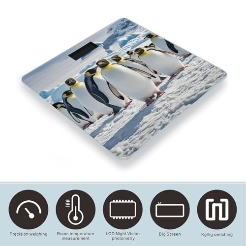 Balanza digital de baño con diseño de pingüino y vidrio templado miniatura 3