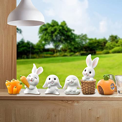 Huhebne 7 PeçAs Miniaturas de Jardim Miniaturas de Coelho Animais Figuras de Artesanato FaçA Você Me