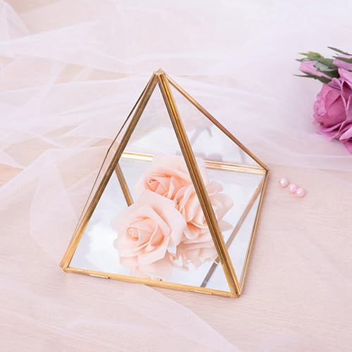 Boîte décorative géométrique dorée en verre, le cadeau de mariage idéal