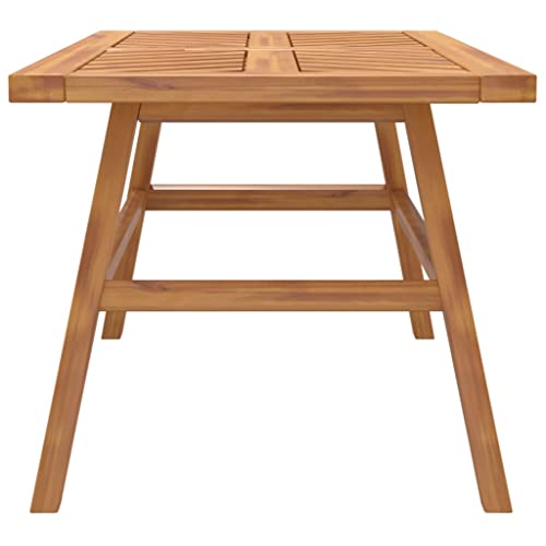 Mesa de centro de madera maciza de acacia, mueble de exterior rectangular 6