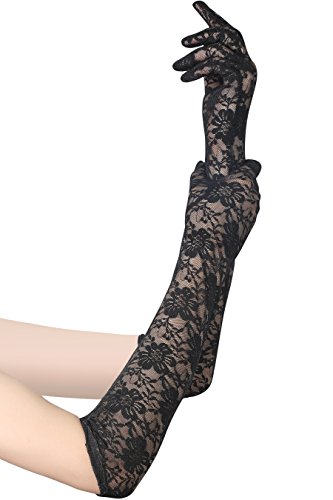 Babeyond LACEGLOVELONG-BLACK Lace Gloves For Women thumb #1