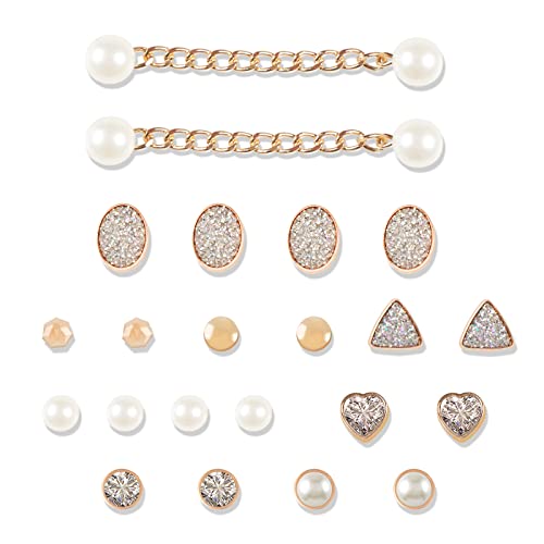 Gelasgo 24 PCS Shoe Decoration Charms Bling Crystal Diamond Shoes Charms for Women Pearl Jewelry Charms Wristband Accessories Party Favors Mother's Day Gift