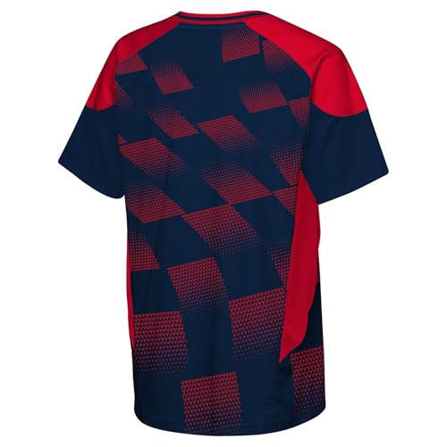 Outerstuff U.S Soccer Federation Boys Curling Strike Short Sleeve Crewneck Tee, Navy, Big Kid Medium (10/12)