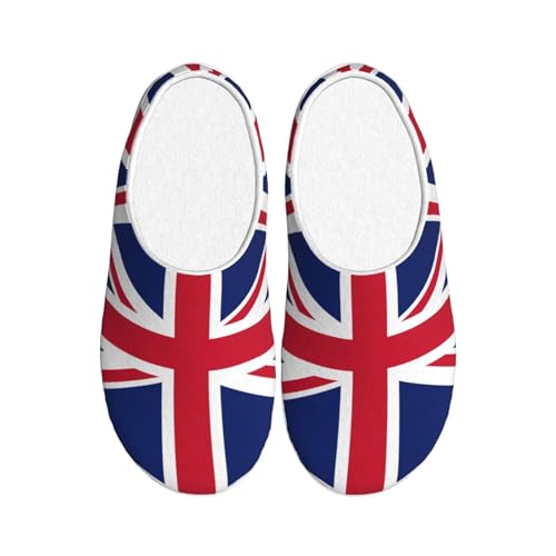 Cozy British flag print Slippers Indoor and Outdoor Fuzzy House Shoes Anti-Skid Sole Gifts for Women Indoor Scuff