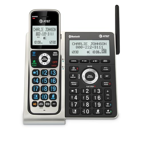 AT&T BL3107 DECT 6.0 Cordless Phone with Bluetooth Connect to Cell, Smart Call Blocker, Digital Answering System, Extended Range, Big Buttons, 1 Handset - Titanium Black
