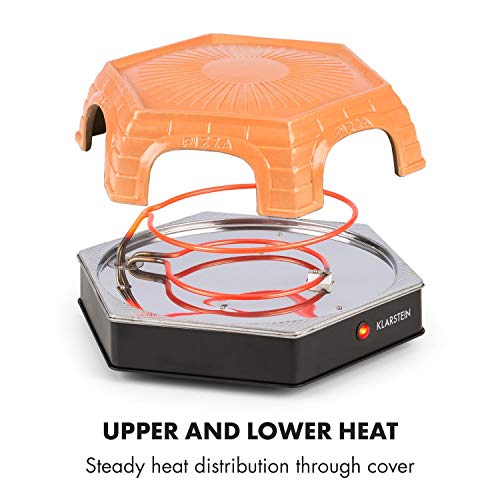 Klarstein-Capricciosa-Horno-para-Pizza-6-personas-Pizzera-electrica-1500W-Coccion-en-5-7-minutos-Cubierta-de-terracota-Conserva-el-calor-Marron