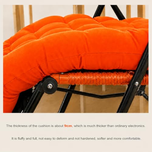 Image of KYNE Rocking Chair Cushion 18 x 50 Inch Thick Tufted Chair Cushion with Backrest and Seat Pad Soft Plush Polyester Filling Non Slip Indoor Outdoor Rocking Chair Replacement Cushion (Orange)