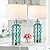 Cottage Nautical Accent Table Lamp Set of 2, Touch Coastal Blue Green Glass Rope Net Bedside Lamp with USB C+A Fast Charging Ports, 3-Way Dimmable Nightstand Lamps White Shade for Living Room Bedroom