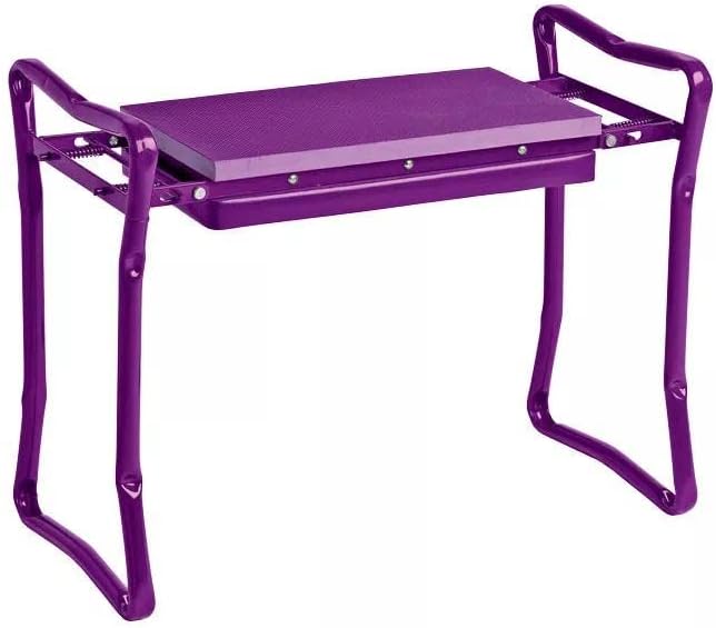 Gardener's Supply Company Garden Kneeler & Portable Stool | Extra Wide & Soft Cushion for Outdoor Flower Bed & Raised Bed Gardening | Gardening Gifts for Grandparents & Seniors - Purple
