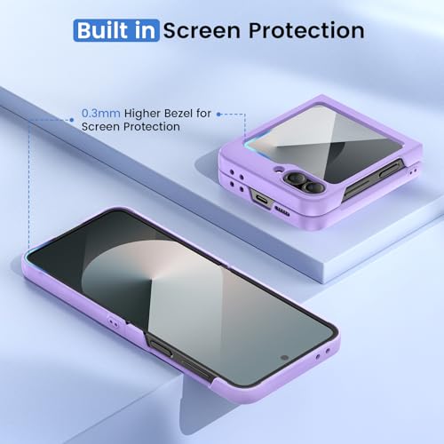 Image of Ruky for Samsung Galaxy Z Flip 6 Case, Hard PC Ultra Slim Shockproof Protective Cover, Support Wireless Charging Phone Case Girls Women Full Body Covers for Samsung Z Flip 6, Purple