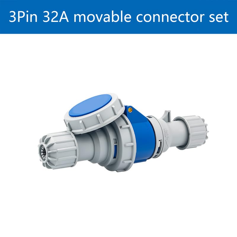 1Set Waterproof Industrial Connector Plug Socket IEC60309 3Pin 32A 200V-250V 2P+E 6H IP67 Power Connecting Activity Set for Aviation and Industry