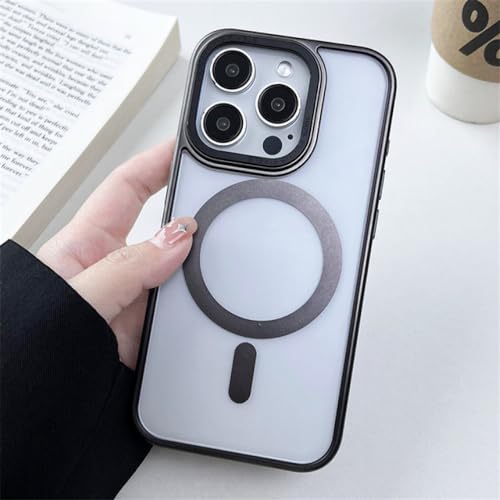 Étui magnétique pour iPhone 14 Pro Max coque de charge sans fil mate noir