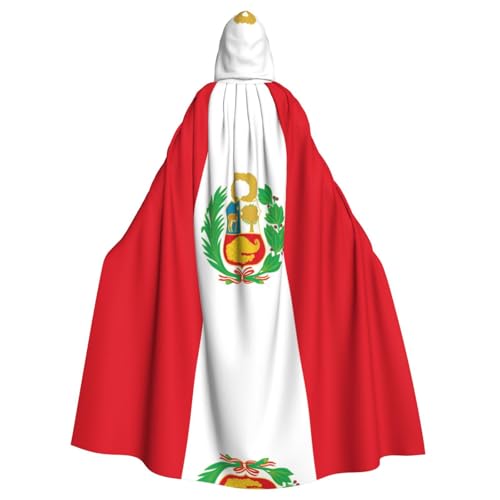 QAZWZML Capa con capucha de Halloween con estampado de bandera de Perú, Pascua, carnaval, capa de cosplay, baile de máscaras y fiesta temática.