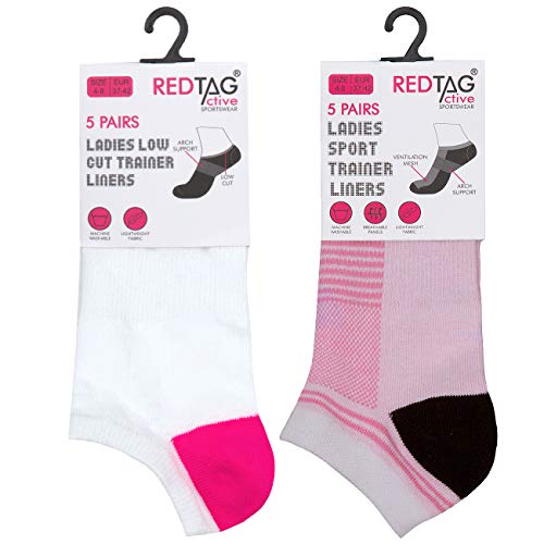 RedTag Active Ladies 10 Pairs Multipack of Sport Trainer Liner Socks With Arch Support