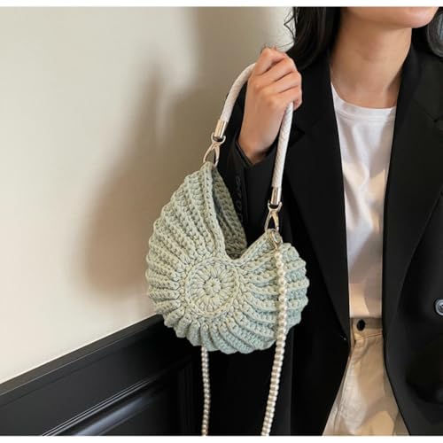 Handwoven Seashell Hobo Bags Women Crochet Summer Beach Bag Boho Knitted Evening Clutch Purses Hobo Crossbody Shoulder Bag2