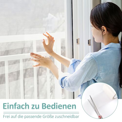 Fliegengitter Reparatur Klebeband 5cm x 500cm Selbstklebend Weiß - Insektenschutz Reparaturset für Fenster, Türen, Fliegengitter Löcher, Starker Kleber, Wasserdicht, Haltbar