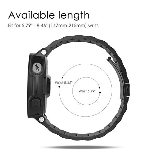 Image of Fintie Band Compatible with Garmin Forerunner 235, Stainless Steel Metal Replacement Watch Strap Bracelet Compatible with Garmin Forerunner 235 /220 /230 /620 /630 /735XT Smartwatch, Black