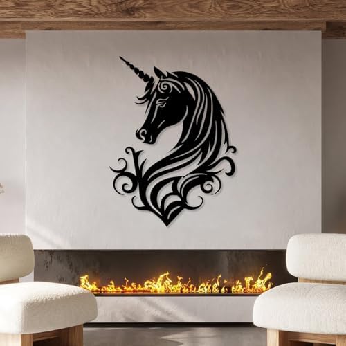 Decoración de pared de unicornio de metal