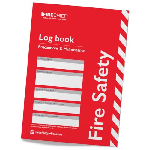 Firechief Fire Safety Log Book - Fire Log Book for the Office Workplace and Commercial Premises - Fire Safety Guide and Record Book - Fire Alarm Log Book for Landlords Businesses and Schools