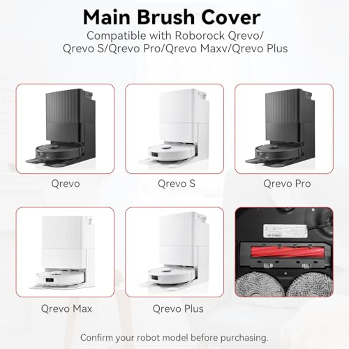 Image of Replacement Brush Guards Covers Back Cover for Roborock Q Revo, Roborock Qrevo MaxV, Roborock Qrevo S, and Q Revo Pro Robot Vacuum Cleaner - Main Brush Holder Accessories Parts(Black)